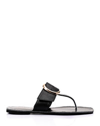 JAL-DJTH-008 Decorative Buckle Squared Open Toecap Slipper