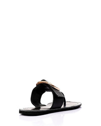 JAL-DJTH-008 Decorative Buckle Squared Open Toecap Slipper