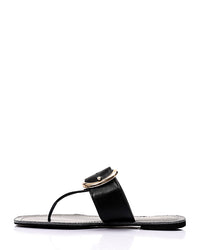 JAL-DJTH-008 Decorative Buckle Squared Open Toecap Slipper